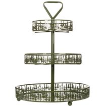 Artikel Metall-Etagere Grün drei Etagen Tannendekor rund 49cm