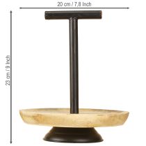 Artikel Etagere einstöckig Metall Holzteller Natur Schwarz 24cm