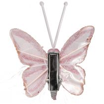 Artikel Feder Schmetterling Deko Clip Rosa Weiß 5x4,5cm 4 St