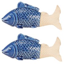 Artikel Keramik Fisch Deko maritim Blau Beige 20×8×8,5cm 2 St