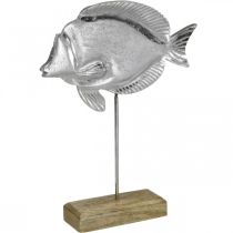 Floristik24 Deko-Fisch, Maritime Deko, Fisch aus Metall Silbern, Naturfarben H28,5cm