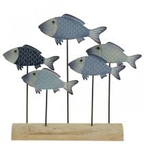 Fischschwarm Deko Metallfische auf Holzfuß 32×7×30cm