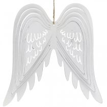 Flügel zum Hängen, Adventsdeko, Engelsflügel aus Metall Weiß H29,5cm B28,5cm