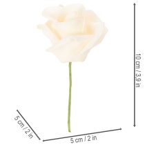 Artikel Künstliche Rose cremefarbig 10 cm Blüte auf Stiel 100St