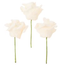Artikel Künstliche Rose cremefarbig 10 cm Blüte auf Stiel 100St