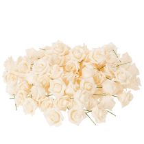 Artikel Künstliche Rose cremefarbig 10 cm Blüte auf Stiel 100St