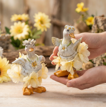 Artikel Deko Ente Figur im Blumenkleid Frühling Detailreiche Sommerdeko Accessoire 11cm 2St