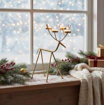 Artikel Teelichthalter Metall Hirsch Deko Kerzenständer H44,5cm