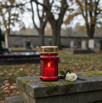 Artikel Grablicht Glas Rot Ø6cm H10,5cm 1 Stück