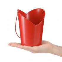 Artikel Metall Übertopf Herz Deko mit Henkel Rot Ø12cm H15/9cm