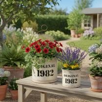 Artikel Deko Eimer Henkel „Original 1982“ Creme Ø12/10cm 2×2er-Set