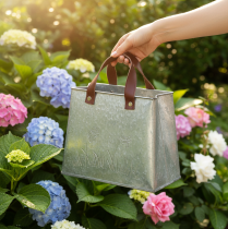 Artikel Deko Tasche Silber Weiß Braun Metall Pflanztopf L22cm 2St