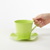 Artikel Deko Teetasse Metall mit Teller Hellgrün Ø12 H10cm 8 St