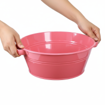 Artikel Blumenschale Metall Rosa Schale mit Griffen Rund Ø33,5cm