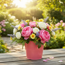 Artikel Eimer Metall Blumentopf Rosa Henkel 16x17,5x16cm 2St