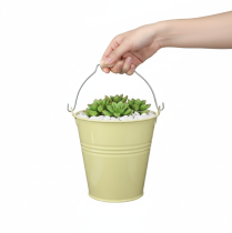 Artikel Eimer Metall Blumenkübel in Grüngelb 26x22,5x23cm 6l
