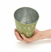 Artikel Übertopf Silber Grün Blumentopf Metall Sterne Ø14cm