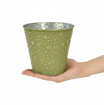 Artikel Blumentopf Metall Übertopf Sterne Grün Silber Ø16cm