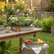 Artikel Schale Oval Metall Tablett Henkel Rost 46/52cm 2er-Set