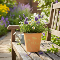 Artikel Blumentopf Metall Übertopf Pfirsich Gelb Ø11,5cm H11,5cm