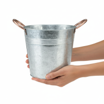 Artikel Blumentopf Eimer mit Griffen Metall Deko Ø19cm H17cm