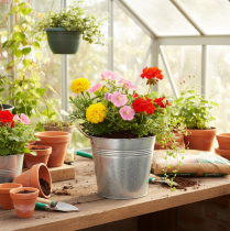 Artikel Blumentopf mit Griffen Metall Deko Eimer Ø16cm H15cm