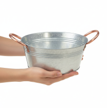 Artikel Blumenschale rund mit Griffen Metall Schale Ø21cm H9,5cm