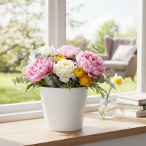 Artikel Übertopf Metall Blumenübertopf Pastell Weiß Ø16cm H14cm