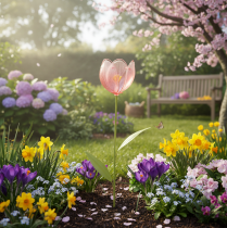 Artikel Gartenstecker Blume Dekorative Tulpe für Blumenbeete und Rabatten 94cm