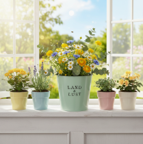 Artikel Blumentopf Vintage Pflanzkübel Mint Metalldeko Ø21,5×H16,5cm