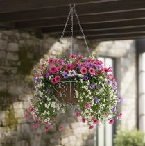 Artikel Korb Metall zum Hängen Metalldeko Weiß Grau Ø24cm H19cm