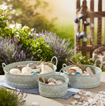 Artikel Deko-Schale Metall mit Griffen Übertopf Vintage 3er-Set