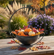 Artikel Dekoschale Metall mit Dekoring Anthrazit Ø22,5cm H33cm