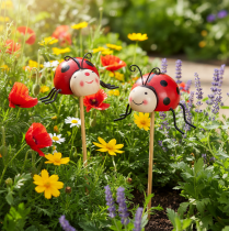 Artikel Marienkäfer Gartenstecker Deko für Frühling und Sommer Blumendeko verzieren 31cm 4 St