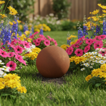Artikel Rost Kugel dekoratives Element für rustikale Gartengestaltung 14cm 2St
