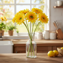 Artikel Künstliche Blumen Gerbera Sonnengelb Gartenblume 47cm 6St