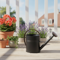 Artikel Deko Gießkanne Vintage Metall Schwarz Olivgrün 60x19x38cm Eyecatcher Balkon Wintergarten