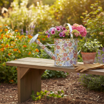 Artikel Deko Gießkanne Metall Vintage Pflanzgefäß Blumen Ø18cm