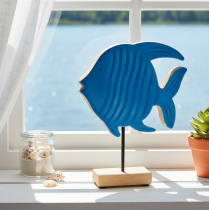 Artikel Holzfisch Figur Maritime Dekoration Handgefertigte Tischdeko für Wohnzimmer 22cm
