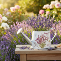Artikel Deko Gießkanne Metall Lavendel Retro Garten 30×11×14,5cm