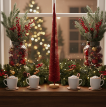 Artikel Deko Tannenbaum modern schlank auf Holzfuß 80cm