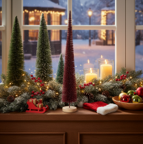 Artikel Deko Tannenbaum schlank Baumfigur auf Holzsockel 60cm