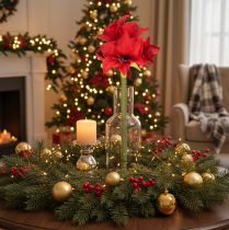 Artikel Kunstblume Amaryllis Rot mit Stiel Blumendeko für Weihnachten 50cm