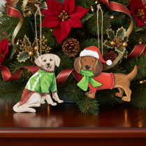 Artikel Hund Weihnachtsanhänger Dekohänger Hund mit Schal und Mütze 12cm 2St