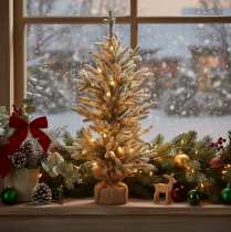 Artikel Künstlicher Tannenbaum beschneit im Jutesack 40 LED Für innen 85cm