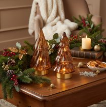 Artikel Glas Weihnachtsbaum LED Deko für innen Batteriebetrieben 13cm 2St