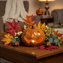 Artikel Keramik Kürbis LED Halloween Dekoration klein 10cm