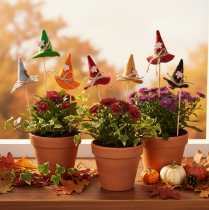 Artikel Dekostecker Hexenhut aus Filz für herbstliche Tischdeko 28cm 12St