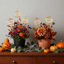 Artikel Dekostecker Kürbis mit Gesicht Halloween Deko 31cm 12St