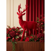 Artikel Dekofigur Hirsch stehend groß Beflockte Weihnachtsdeko 85cm